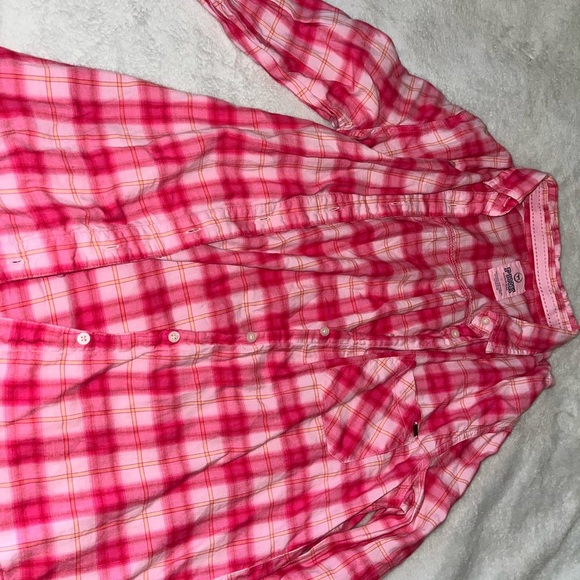 PINK Victoria's Secret Vibrant Pink Plaid Shirt - Picture 3 of 13